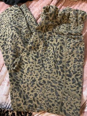 Pact Tan and Black Leopard-Print Leggings